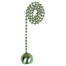 Lamp Pull Chain, Nickel Ball, 12-In.