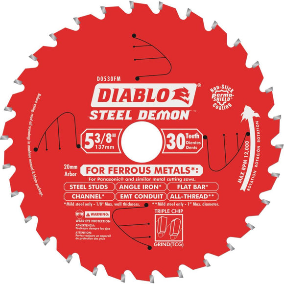 Diablo Steel Demon 5-3/8 In. 30-Tooth Ferrous Metals Circular Saw Blade, 20 mm Arbor
