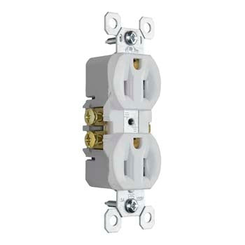 Pass & Seymour Trademaster® 15A 125V Duplex Receptacle, White (15A/125V, White)