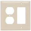 Wall Plate, 2-Gang, Decorator & Duplex, Ivory Nylon