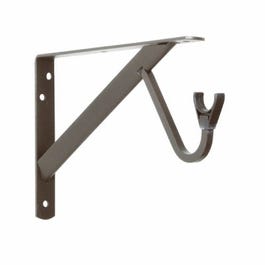 Shelf & Rod Bracket, Bronze, 11.25-In.