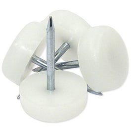 Furniture Glides, Nail-On, White Plastic, 5/8-In., 4-Pk.