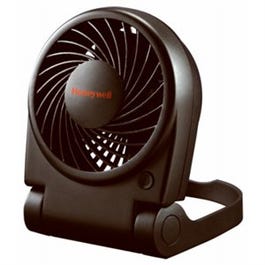 Turbo-On-the-Go Portable Folding Fan, USB/Battery-Operated, Black