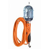 Trouble Work Light, Metal Guard & Outlet, 75-Watts, Orange, 25-Ft.