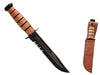 Ka-Bar 1218 USMC Fight/Utility 7 Clip Point Part Serrated 1095 Cro-Van Leather Handle Fixed