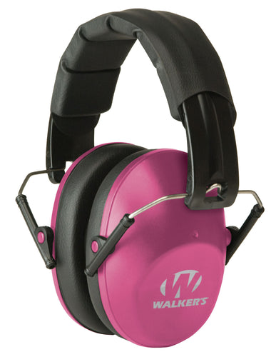 Walkers GWPFPM1PNK Pro Low Profile Polymer 22 dB Over the Head Pink Ear Cups w/Black Band