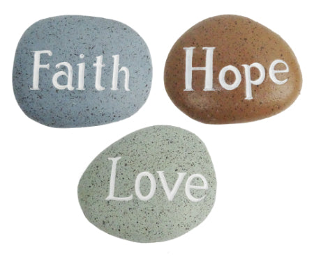 Alpine Faith Hope & Love Stone Decor Assorted Tray