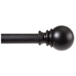 Layla Curtain Rod With Finials, Black, 30- to 84-In.