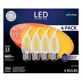 Decorative LED Light Bulbs, Soft White, Clear, 300 Lumens, 3.5-Watts, 4-Pk.