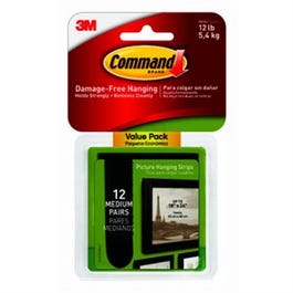 Picture Hanging Strips, Black, Medium, 12-Pk.