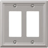 Amerelle Chelsea 2-Gang Stamped Steel Rocker Decorator Wall Plate, Brushed Nickel