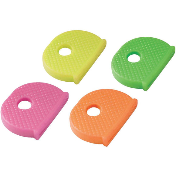 Lucky Line Vinyl Key Identifier Cap, Assorted Neon Colors (4-Pack)