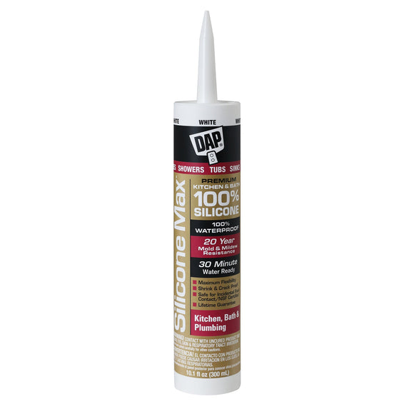 DAP Silicone Max Premium Kitchen & Bath Sealant White 2.8 Oz.